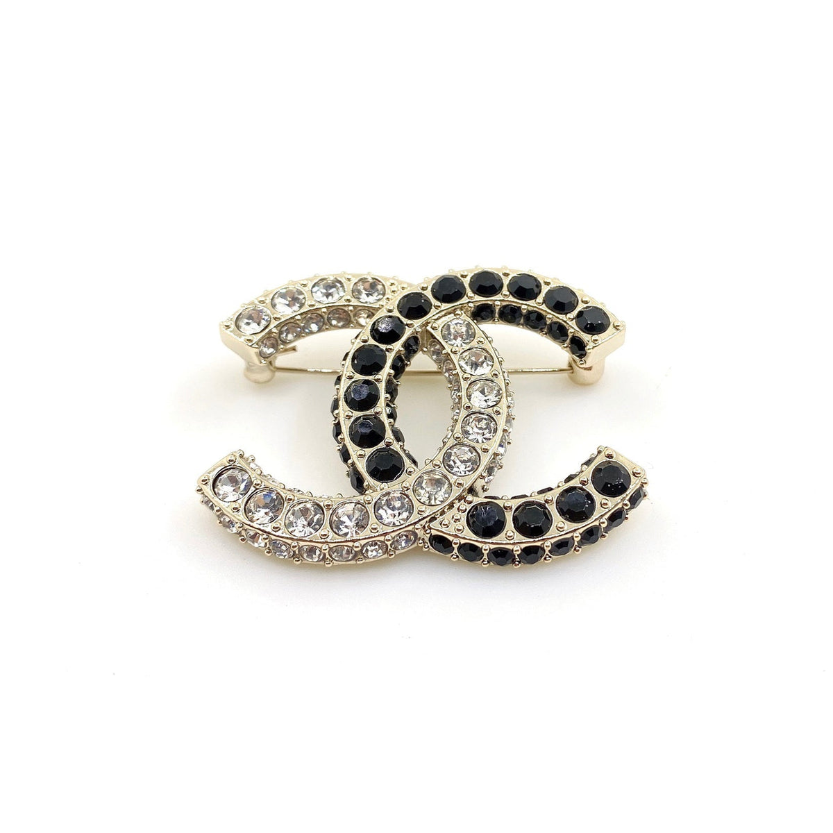 18K Chanel Black & White Crystals Brooch