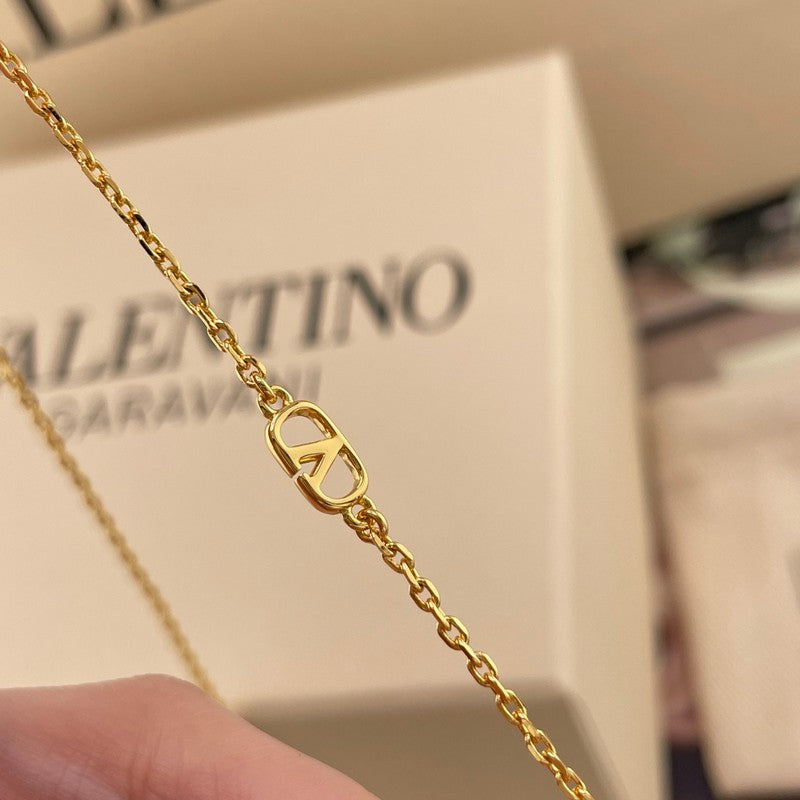 18K Valentino VLogo Red Cherry Gold Necklace