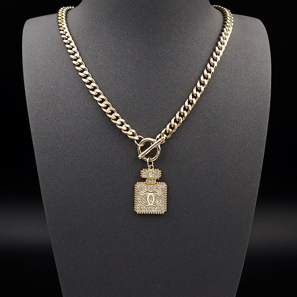 18K Chanel Diamond Perfume Bottle Pendant Necklace