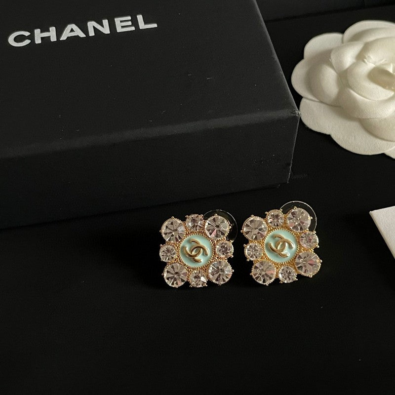 18K Chanel Color Flower Diamond Earrings