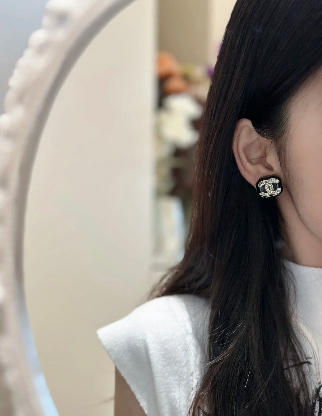 18K Chanel Resin Earrings