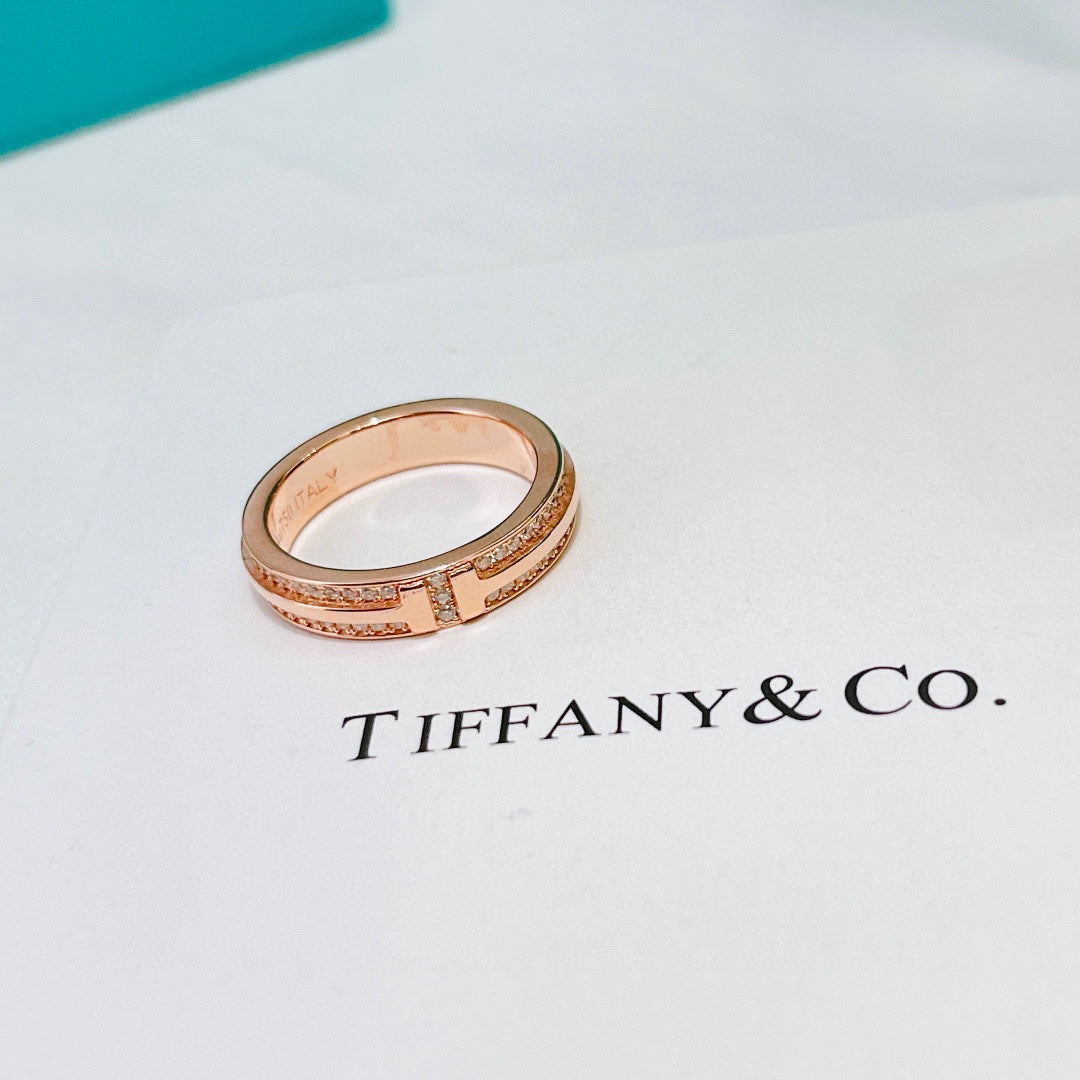 18K Tiffany & Co. Narrow Pave Diamond Ring
