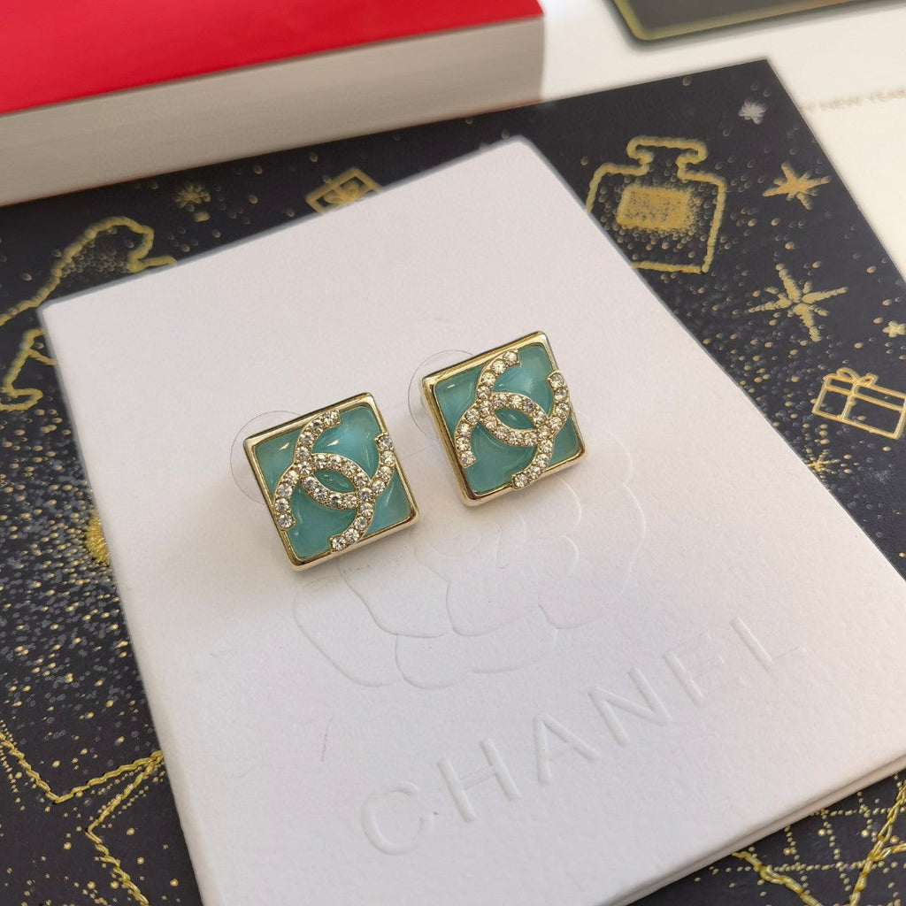 18K Chanel Blue Resin Earrings