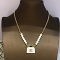 18K Chanel Pearls Bag Pendant Necklace