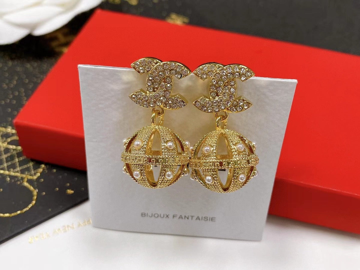 18K Chanel Ball Drop Earrings