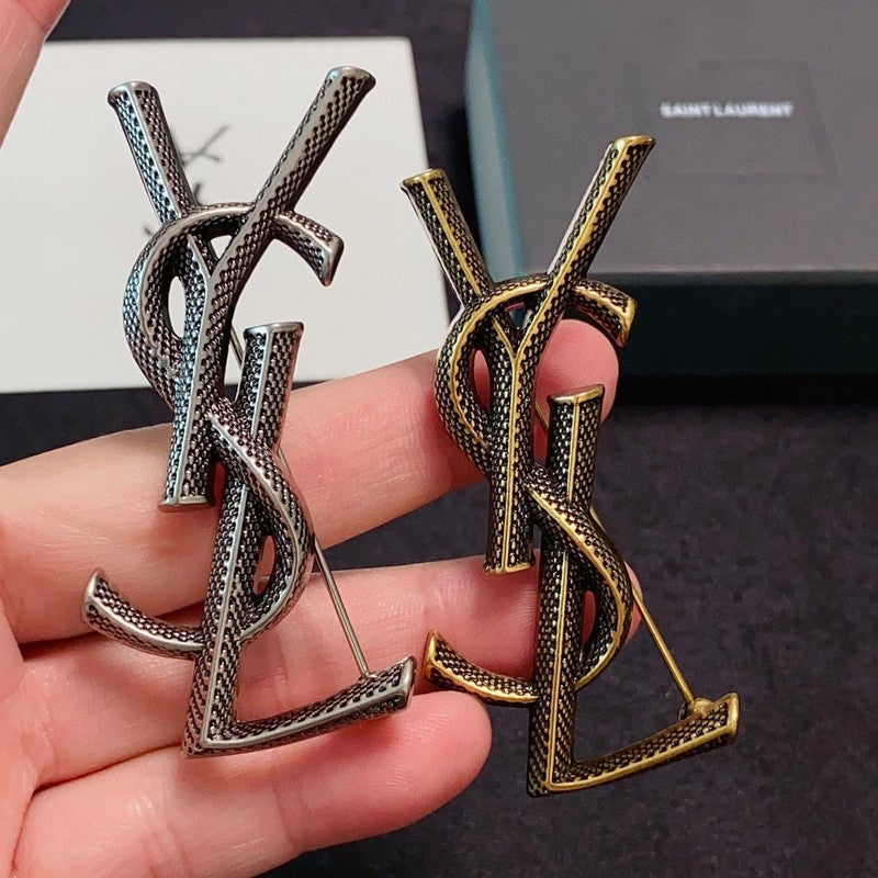 18K Saint Laurent YSL Three Color Brooch