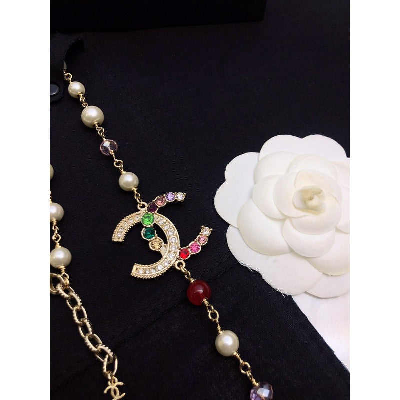 18K Chanel Color Long Pearl Necklace