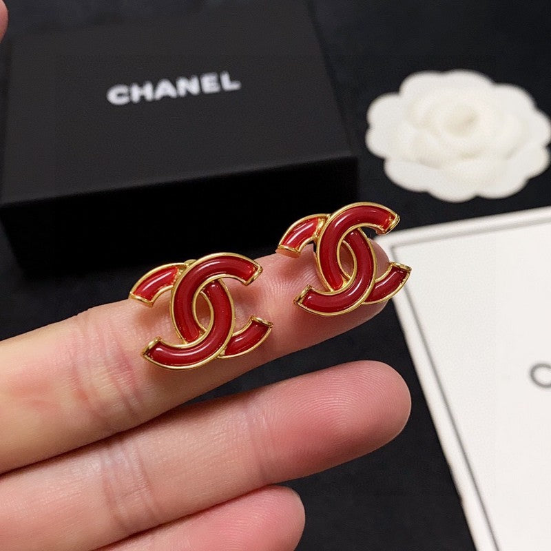 18K Chanel Red Earrings