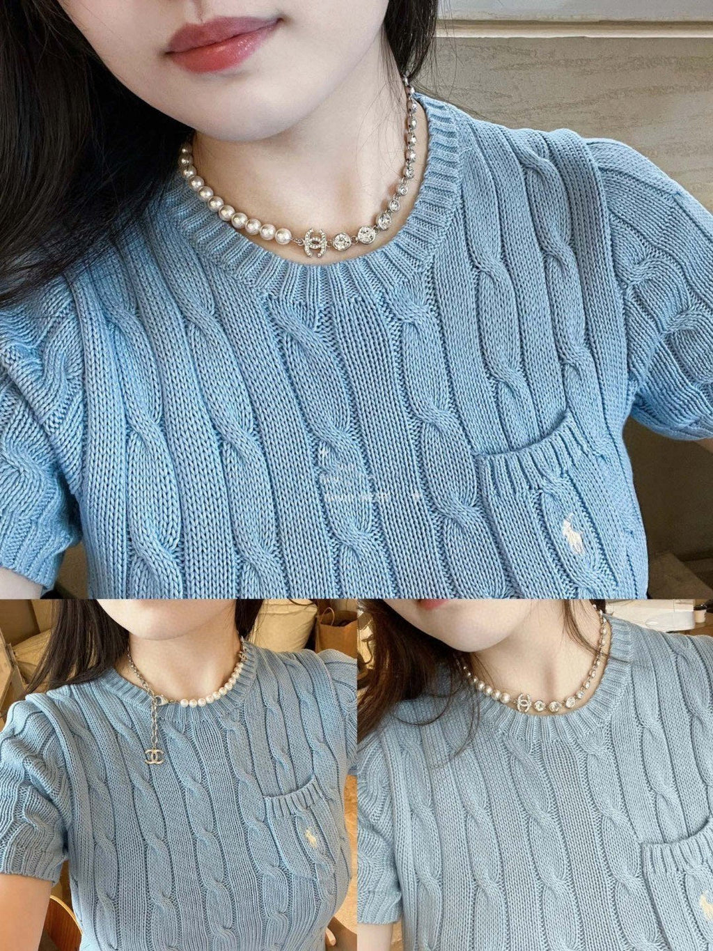 18K Chanel Pearls Crystals Necklace