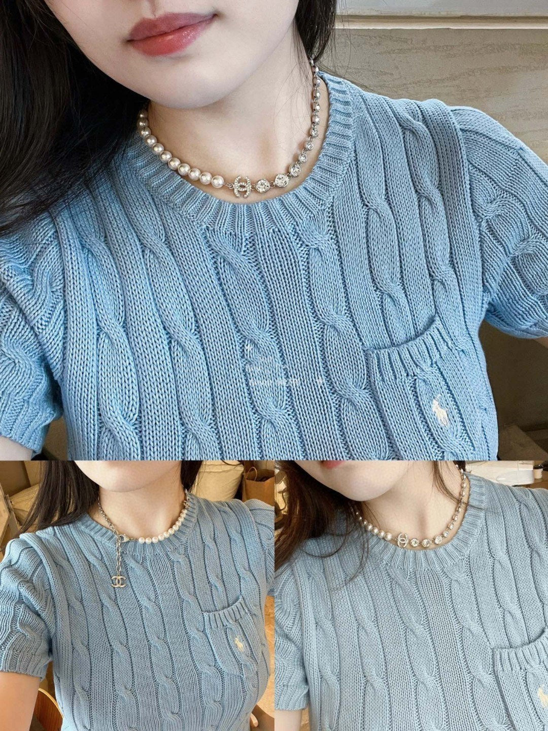 18K Chanel Pearls Crystals Necklace