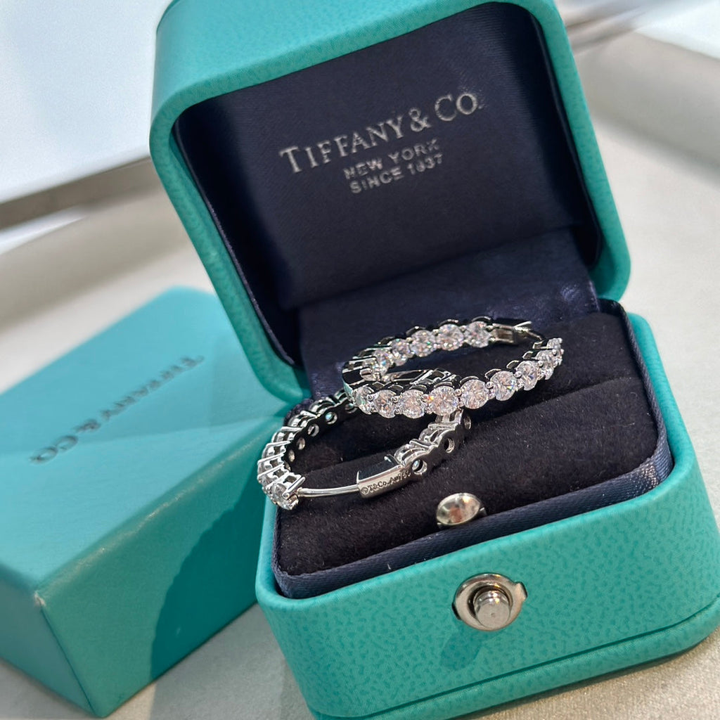 18K Tiffany & Co. Hoop Diamonds Earrings