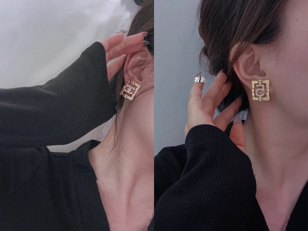 18K Chanel No.5 Square Diamond Earrings