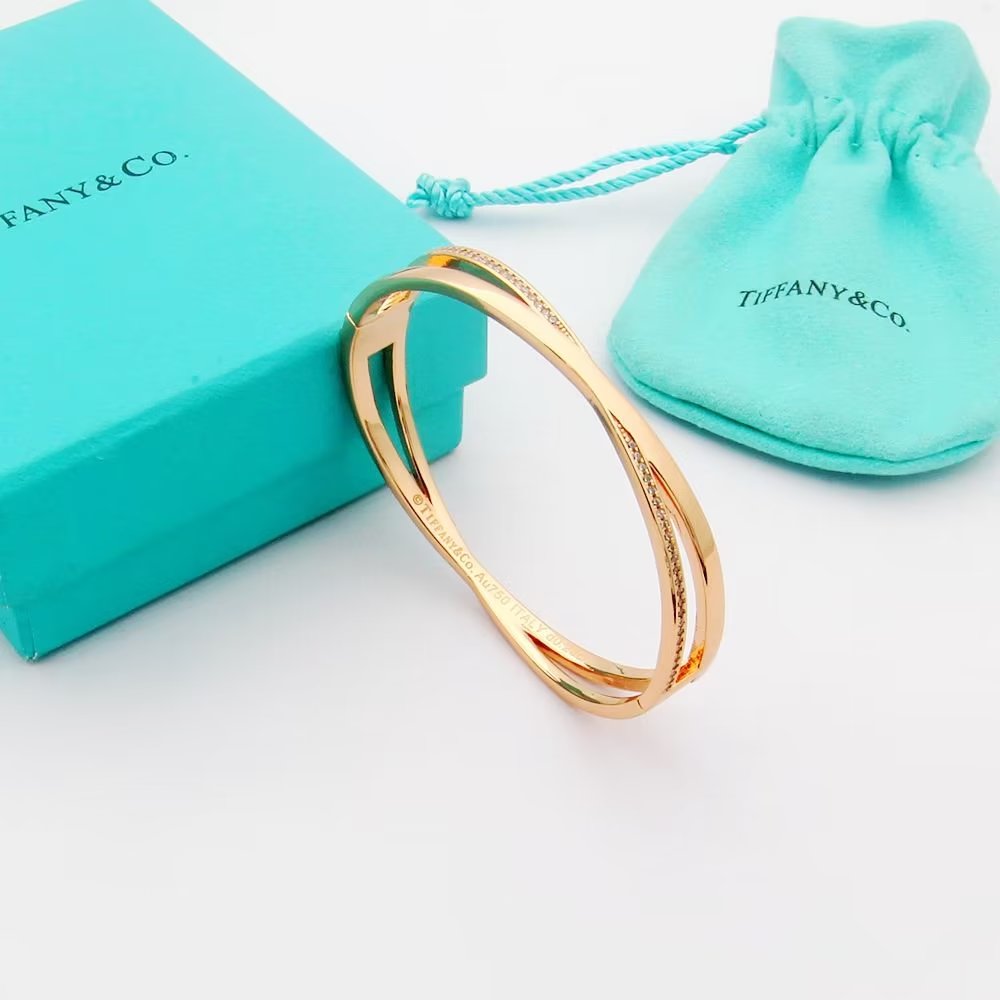 18K Tiffany & Co. Atlas x Narrow Hinged Bangle Bracelet