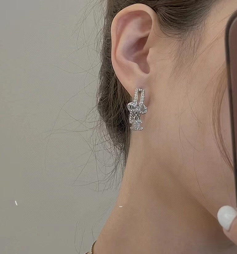 18K Chanel Diamond Pendant Earrings