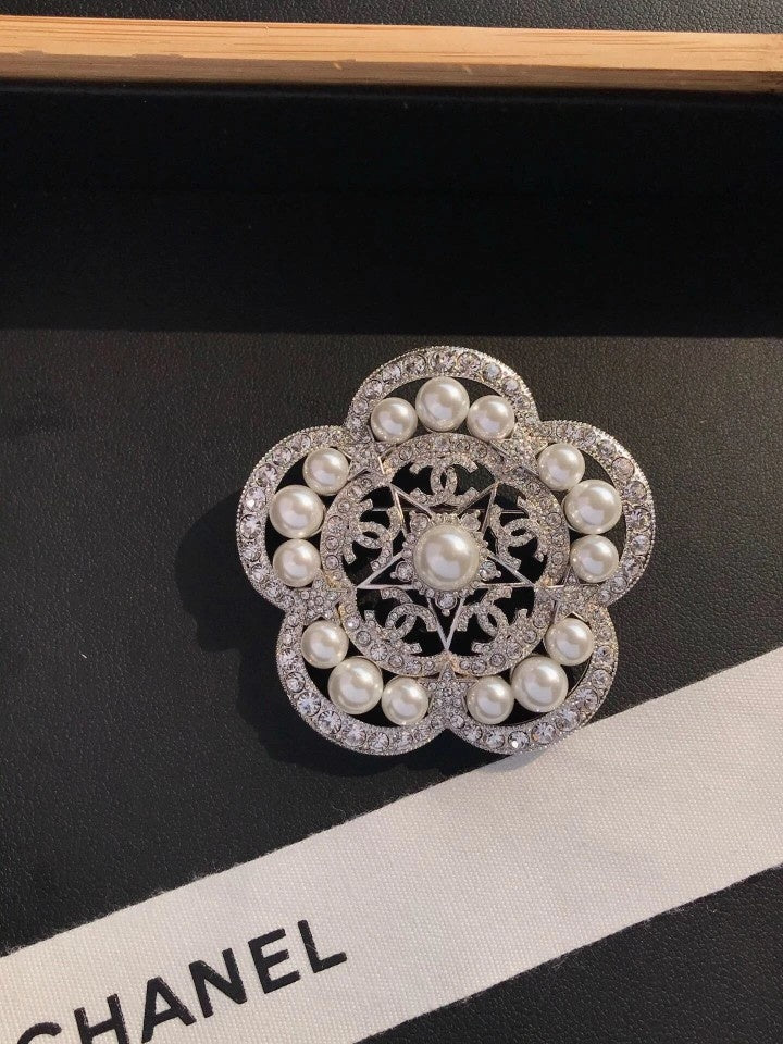 18K Chanel Camellia Pearls Brooch
