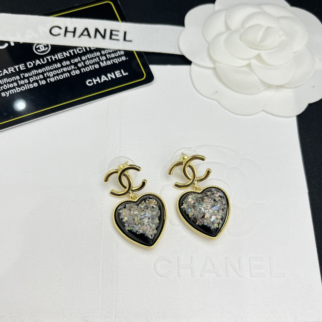 18K Chanel Multi-Color Crystals Heart Earrings