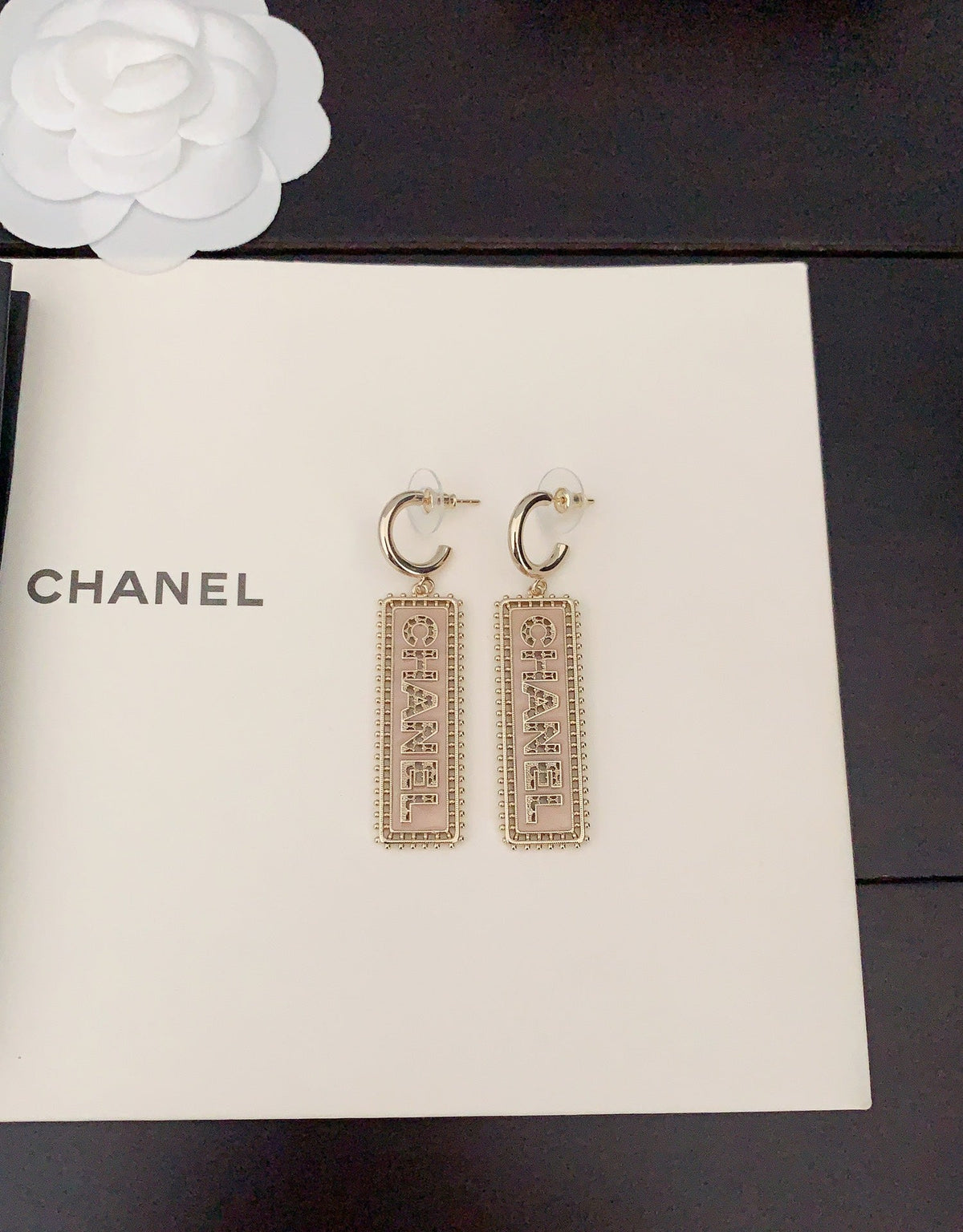 18K Chanel Typo Drop Earrings