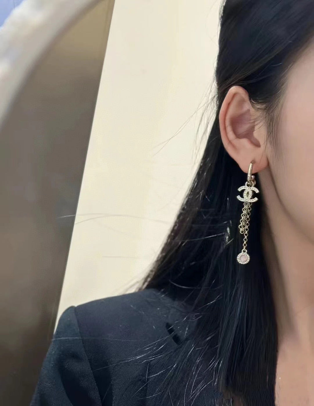18K Chanel Tassel Crystals Earrings
