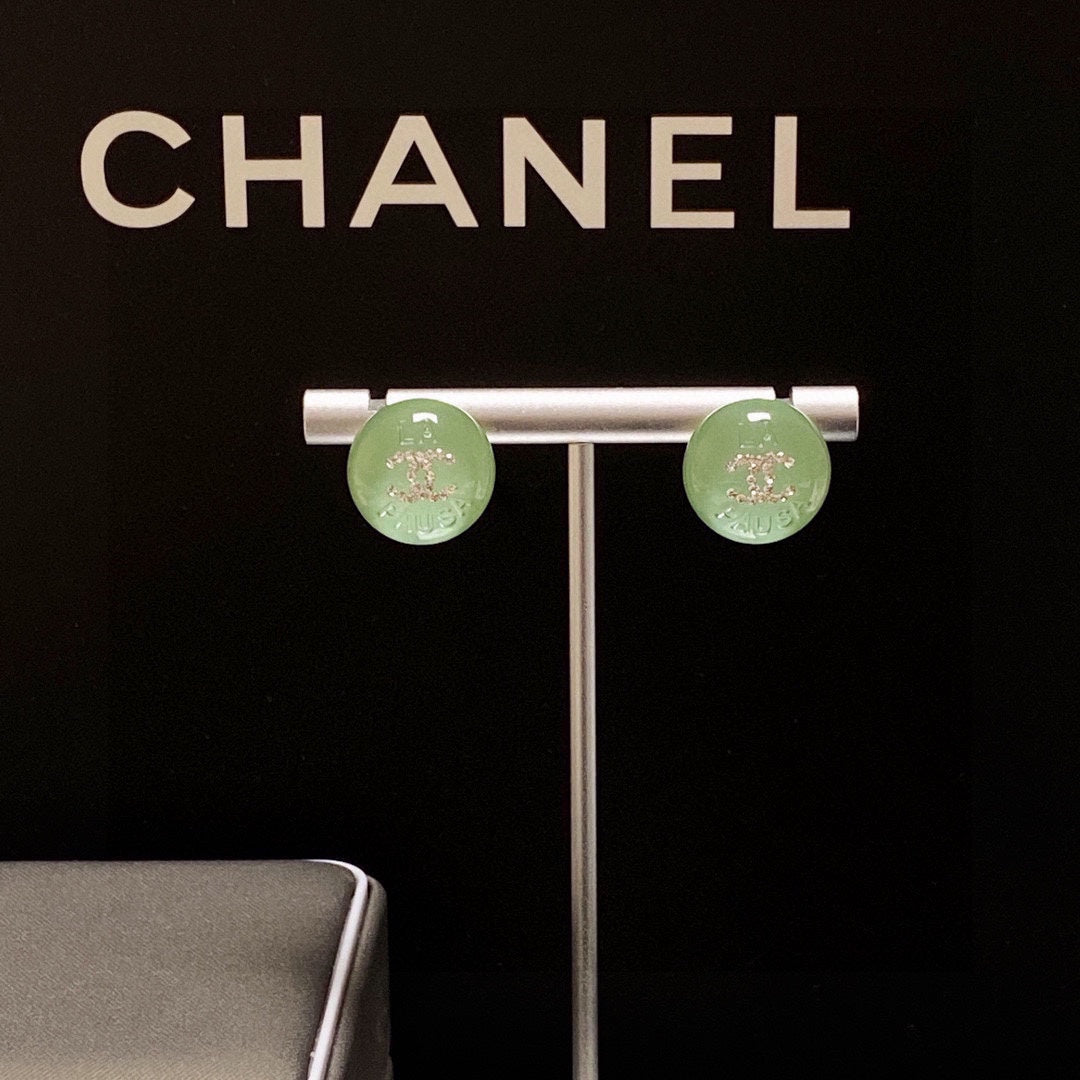 18K Chanel Green Earrings