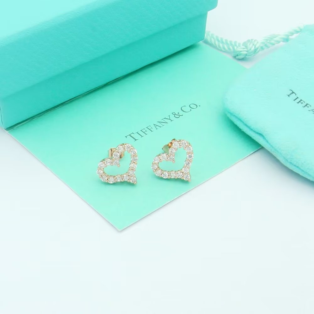 18K Tiffany & Co. Heart Diamonds Rose Gold Earrings