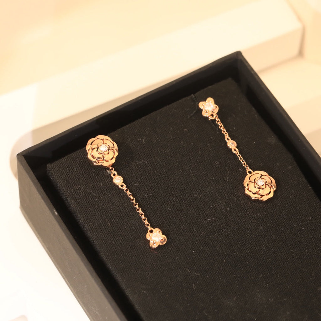 18K Chanel Camellia Earrings