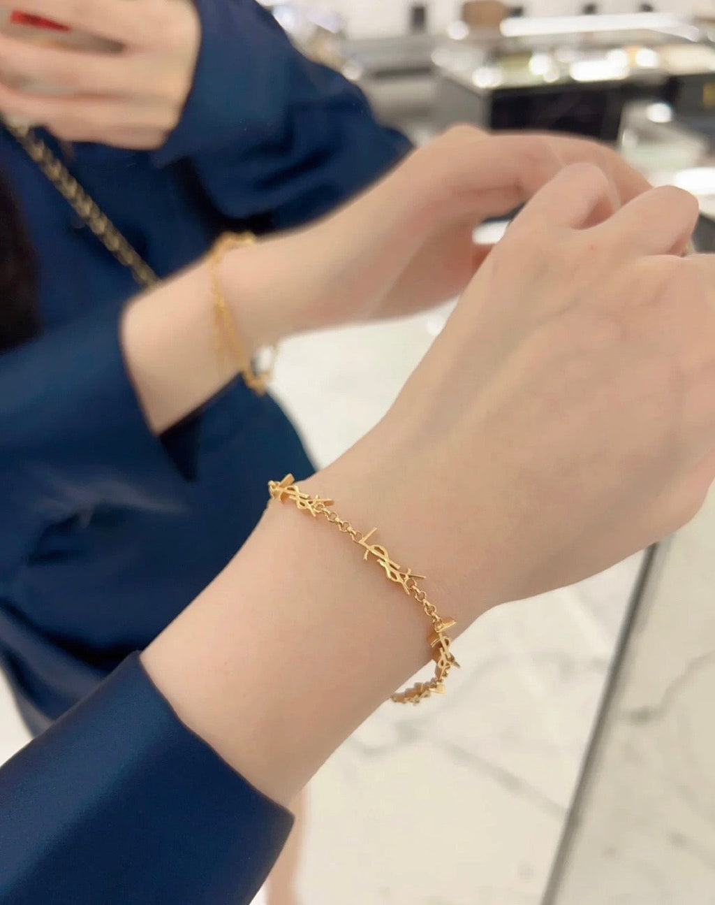 18K Saint Laurent YSL Mini Cassan Bracelet