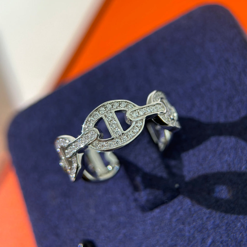 18K Chaine d'Ancre Enchainee Diamond Hermès Ring