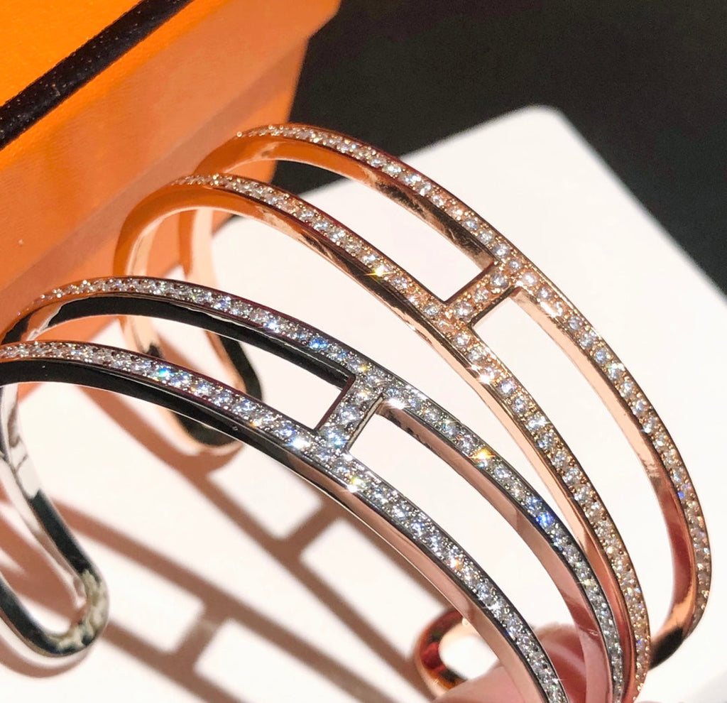 18K Ever Chain D¡¯ancre Cuff Diamond Hermès Bracelet