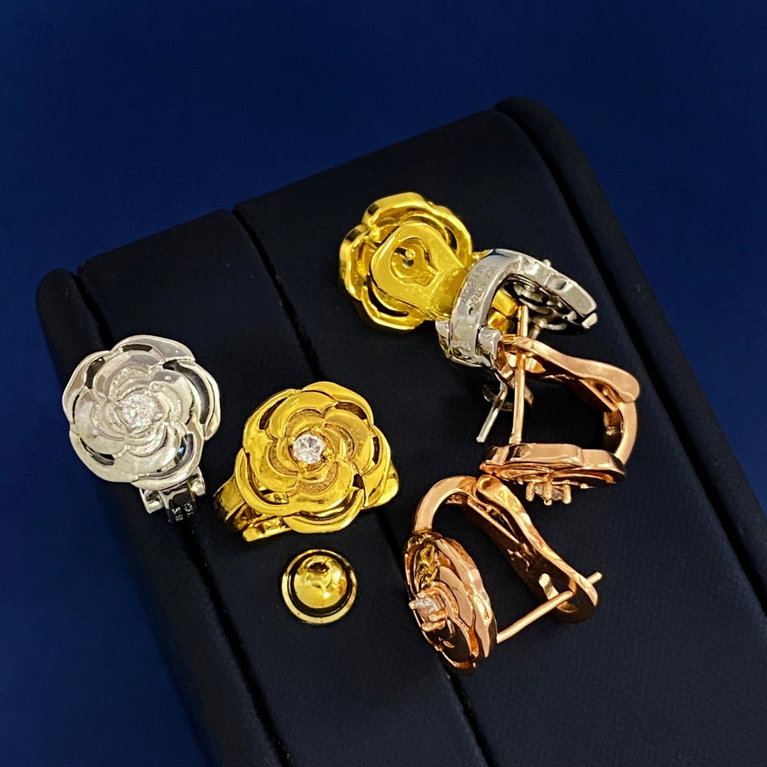 18K Chanel Camellia Earrings