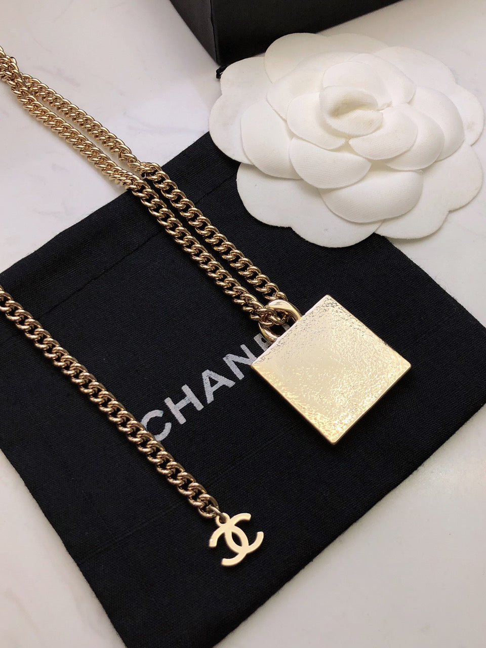 18K Chanel Square Logo Necklace