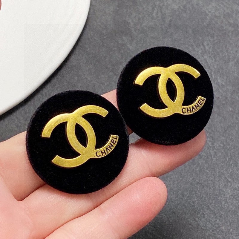 18K Chanel Black Yellow Gold Earrings