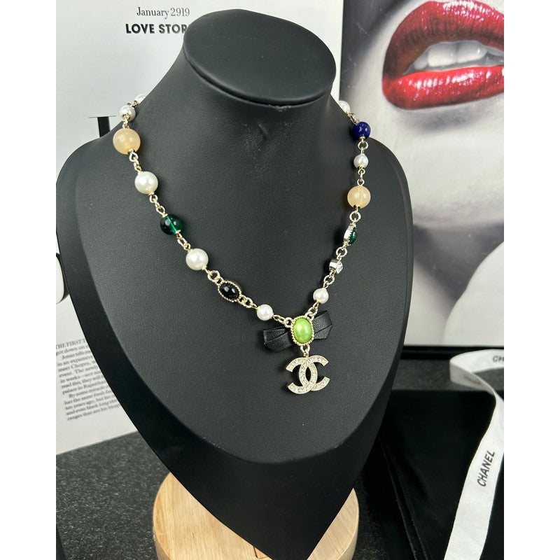 18K Chanel Crystal Bow Necklace