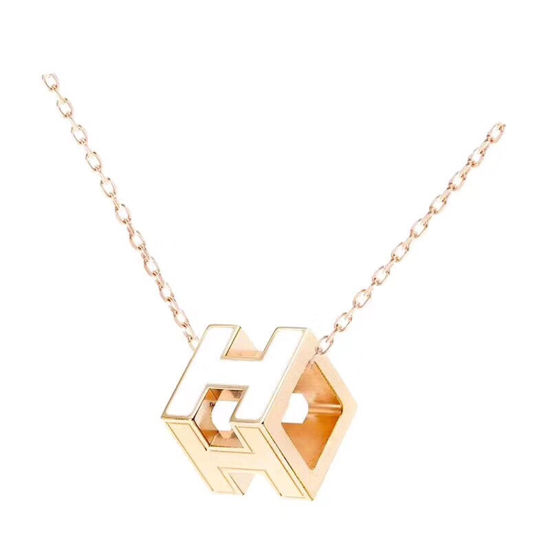 18K Cage D'H White Hermès Necklace
