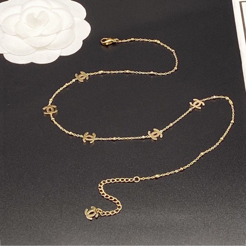 18K Chanel Small Logo Gold Necklace