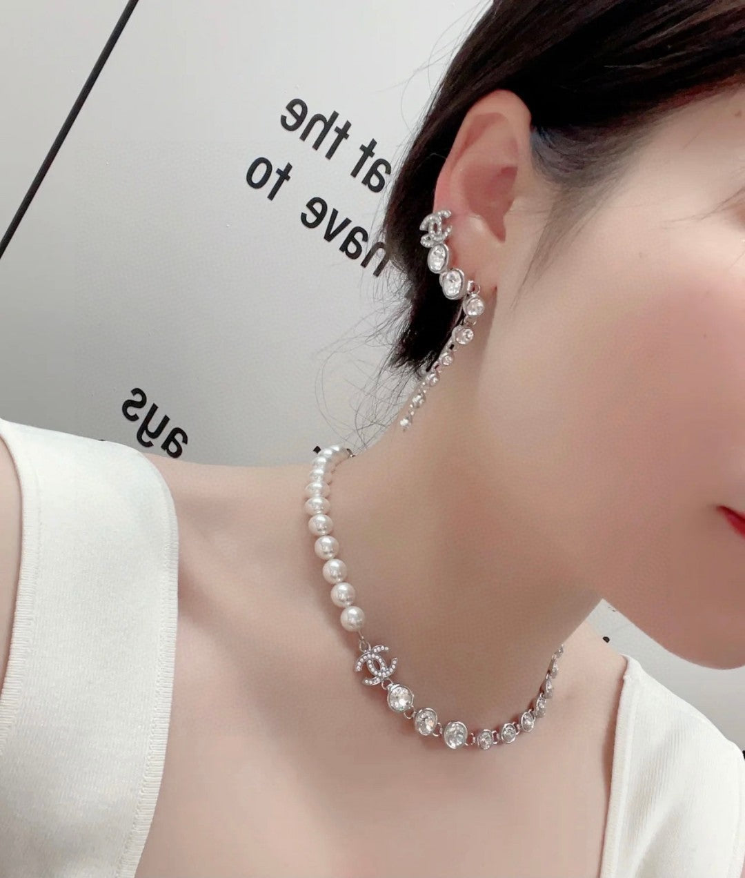 18K Chanel Pearls Crystals Necklace