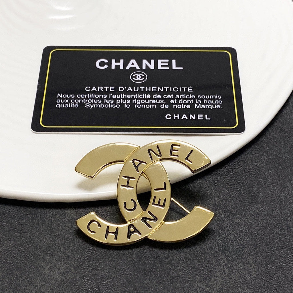 18K Chanel Script Brooch