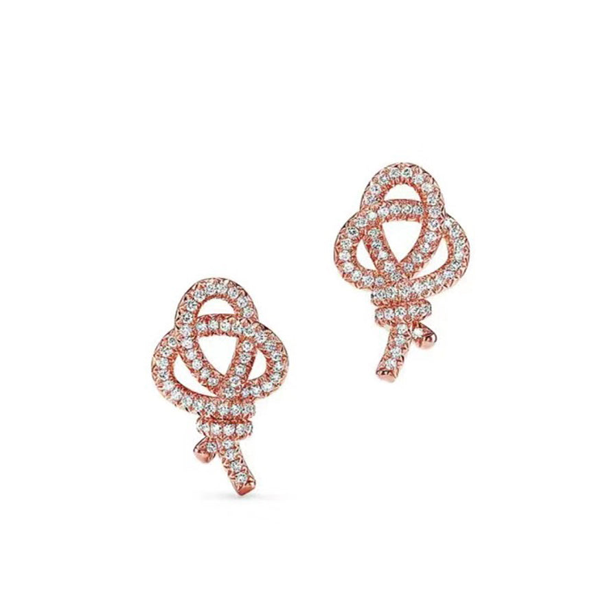 18K Tiffany & Co. Keys Woven Diamond Earrings