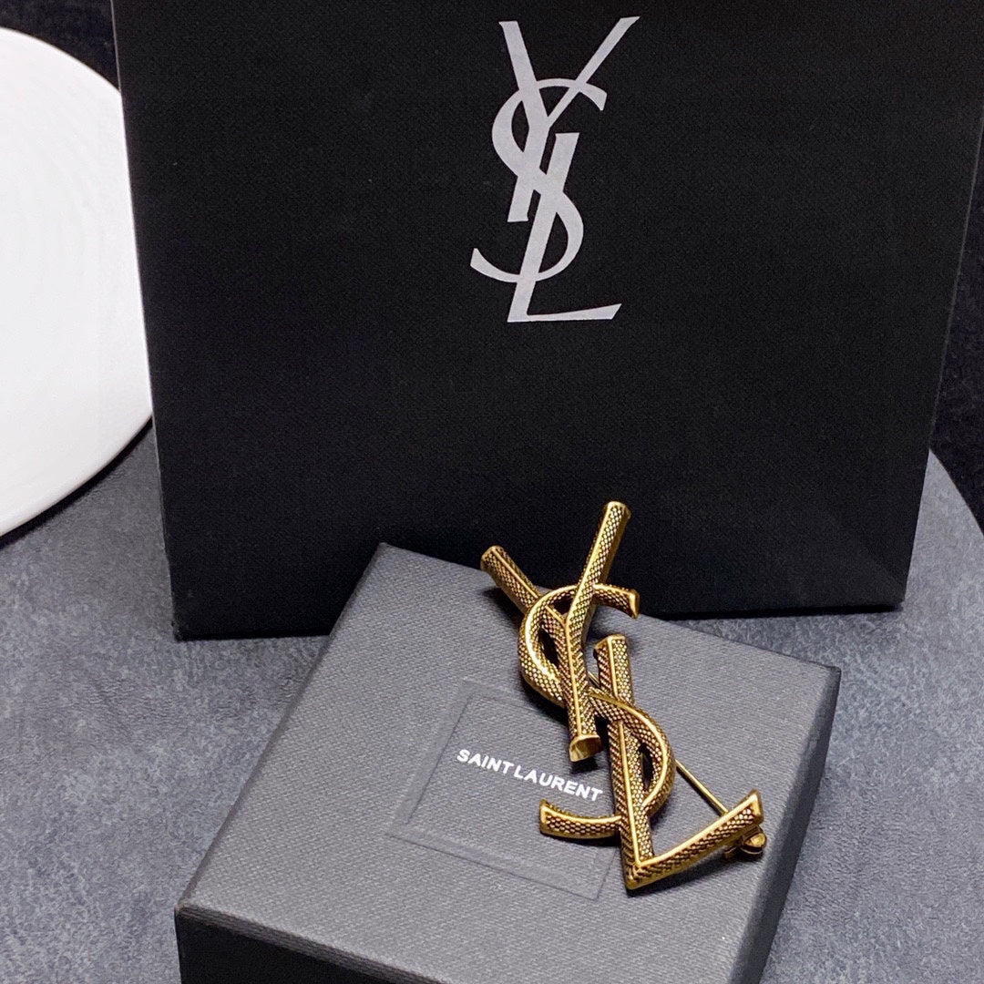 18K Saint Laurent YSL Classic Brooch