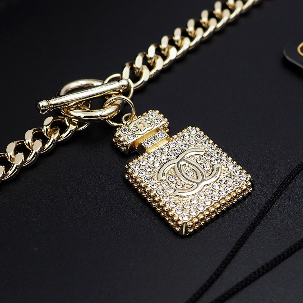 18K Chanel Diamond Perfume Bottle Pendant Necklace