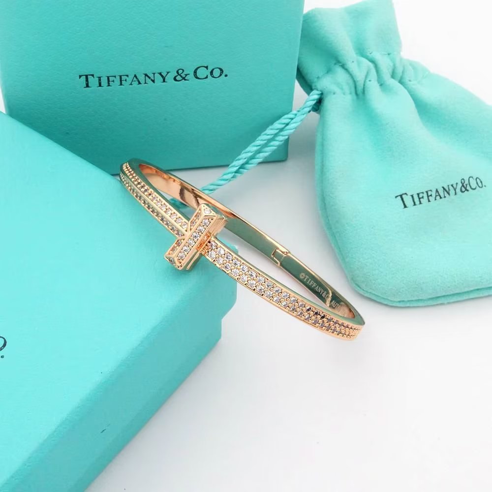 18K Tiffany & Co. T1 Wide Diamond Bangle Bracelet