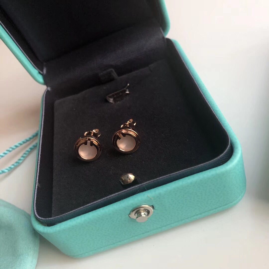 18K Tiffany & Co. Mother-Of-Pearl Circle Earrings