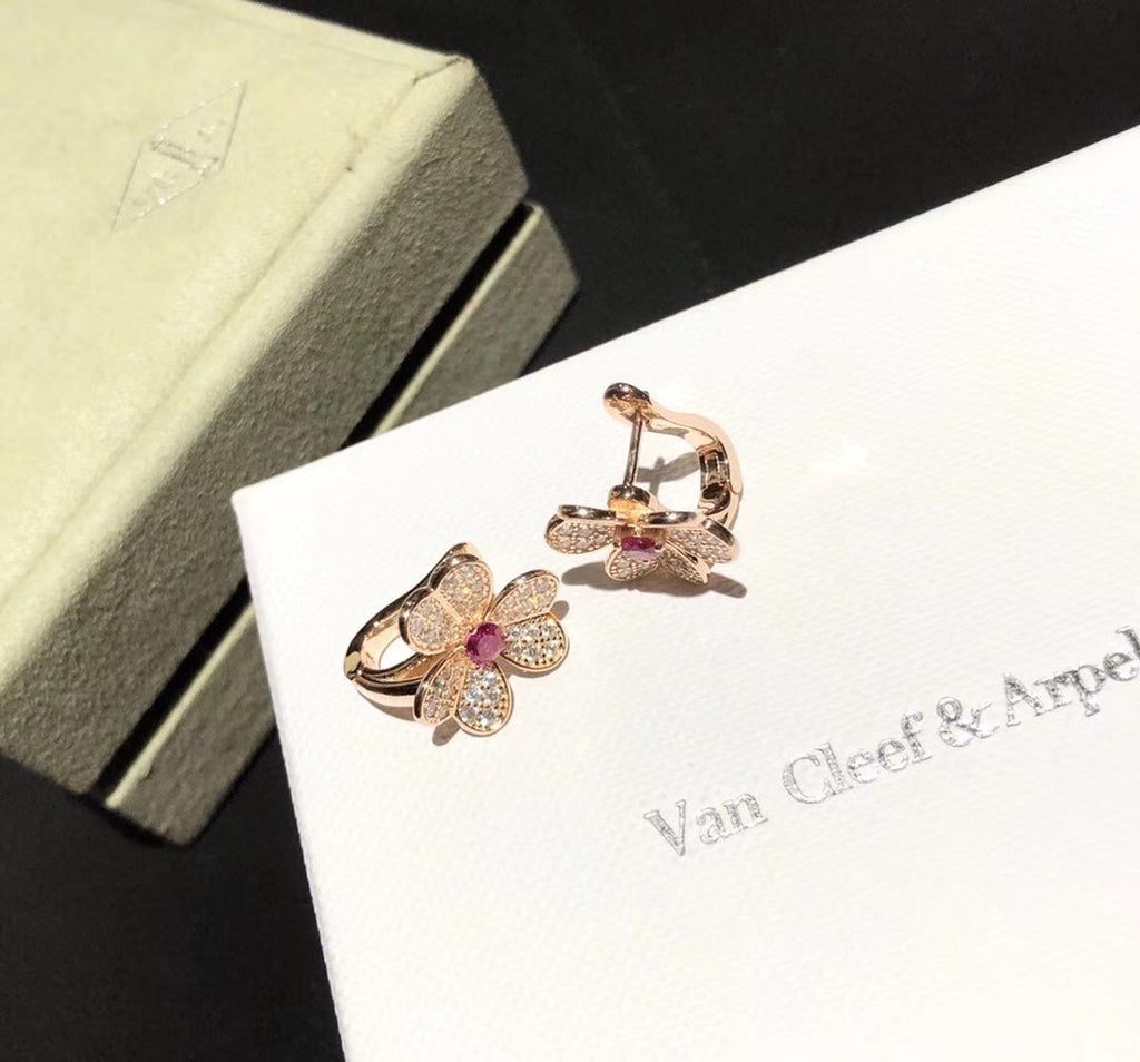 18k Van Cleef & Arpels Frivole Pink Sapphire Earrings