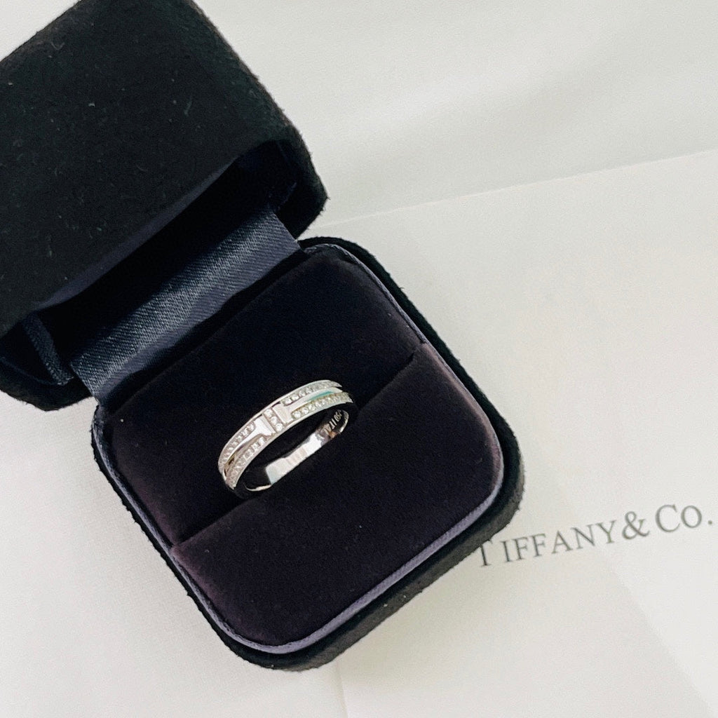 18K Tiffany & Co. Narrow Pave Diamond Ring