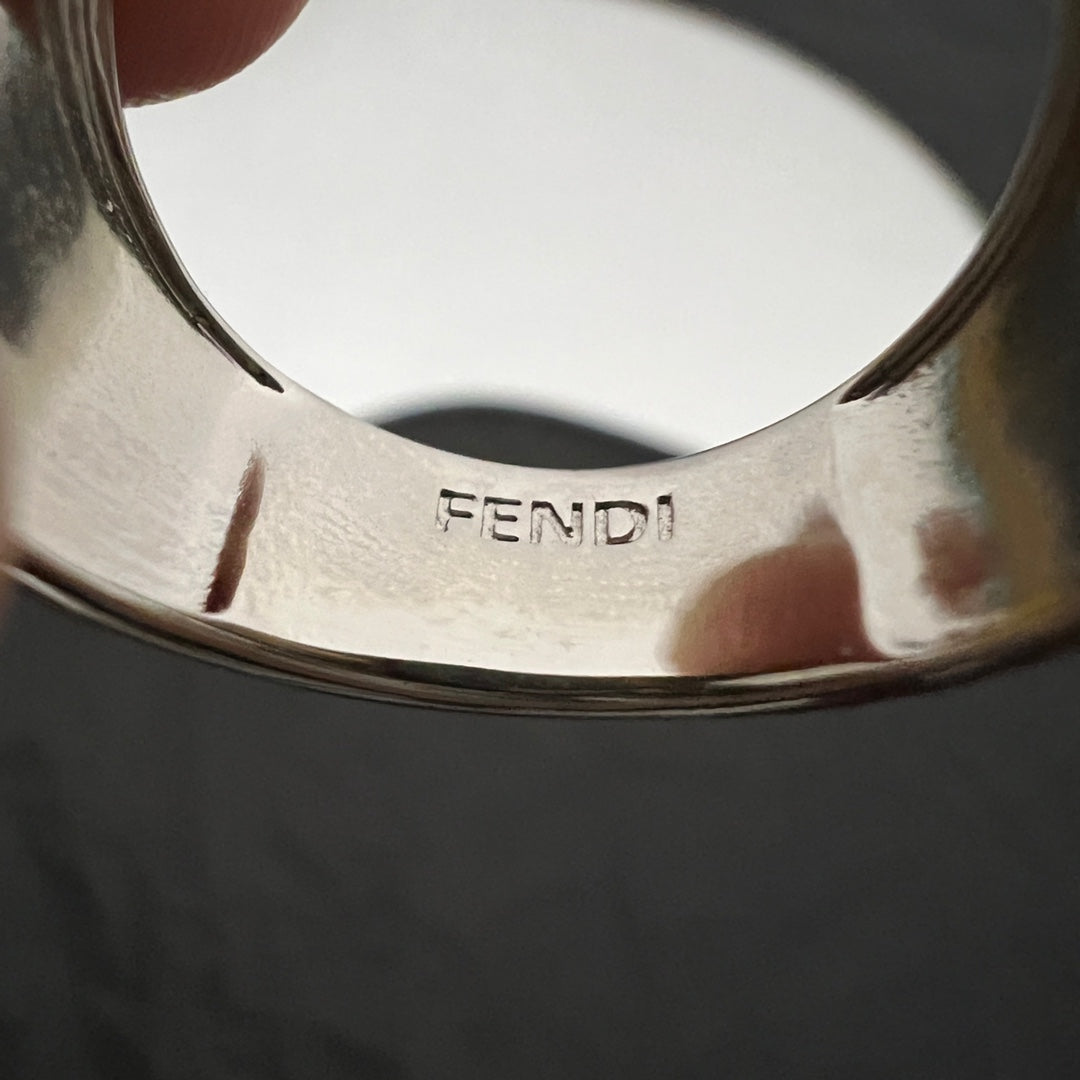 18K Fendi FF Guillochet Ring
