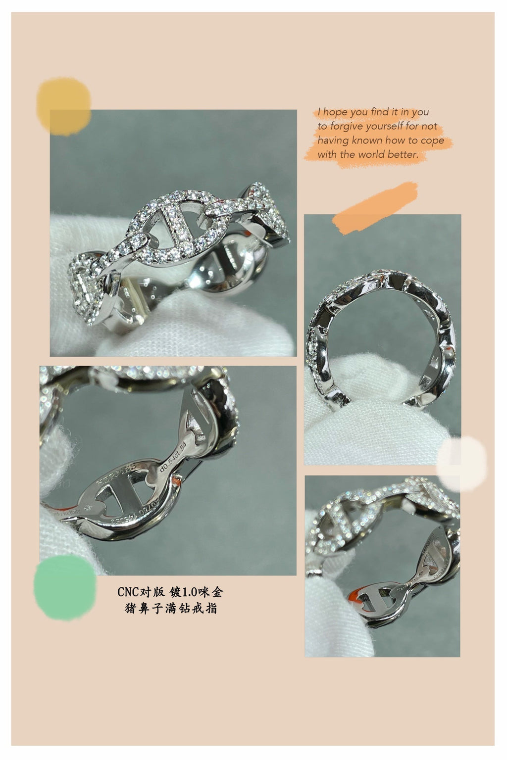 18K Chaine D'Ancre Enchainee Diamond Hermès Ring