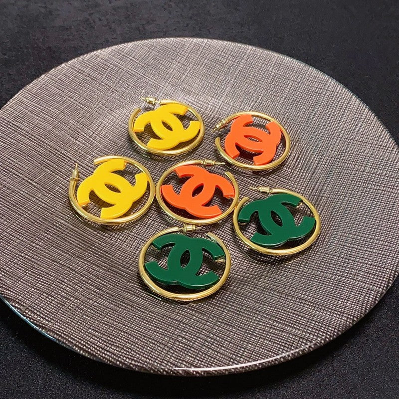18K Chanel Color Logo Earrings