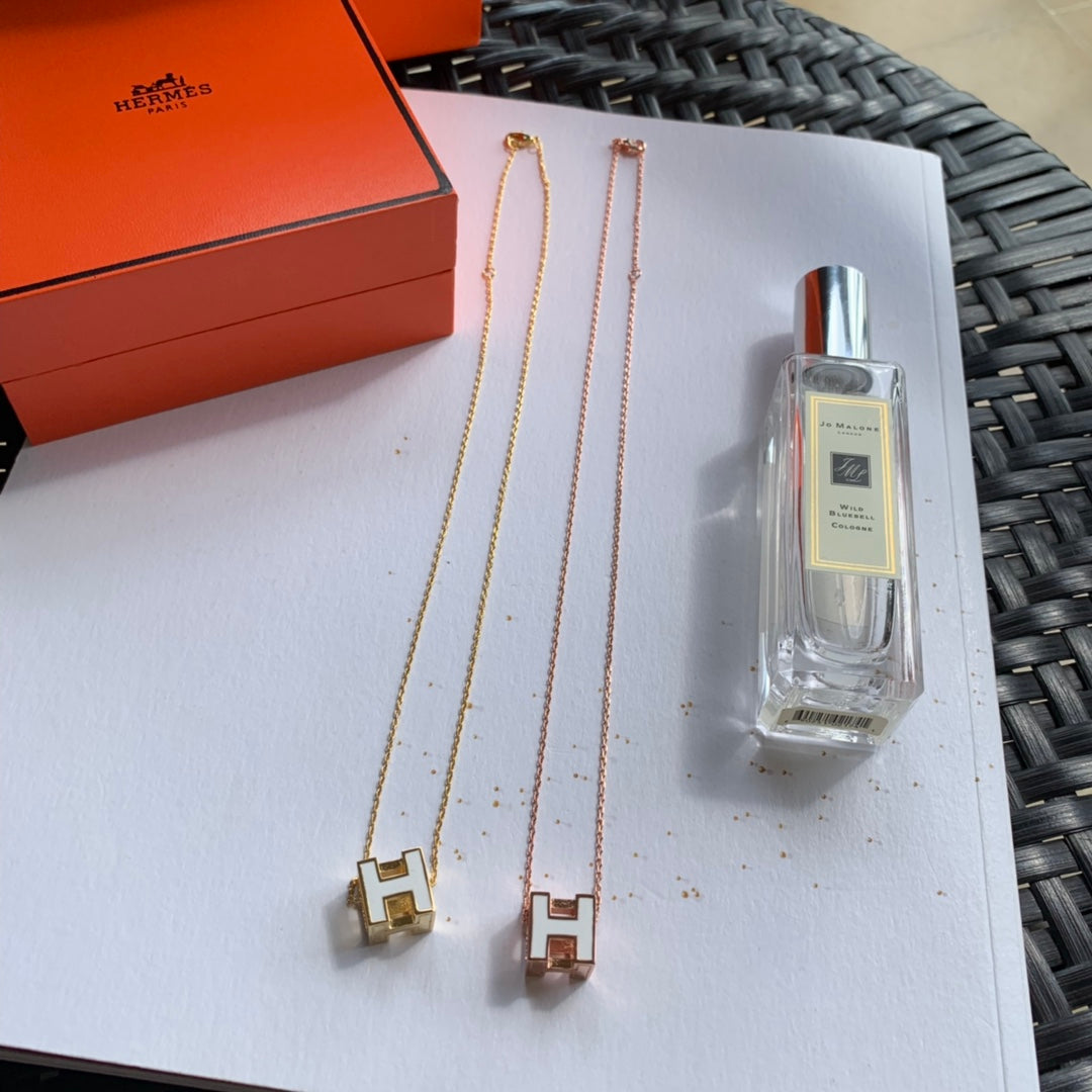 18K Cage D'H White Hermès Necklace