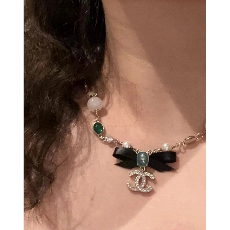 18K Chanel Crystal Bow Necklace