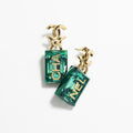 18K Chanel Green Perfume Bottle Earrings