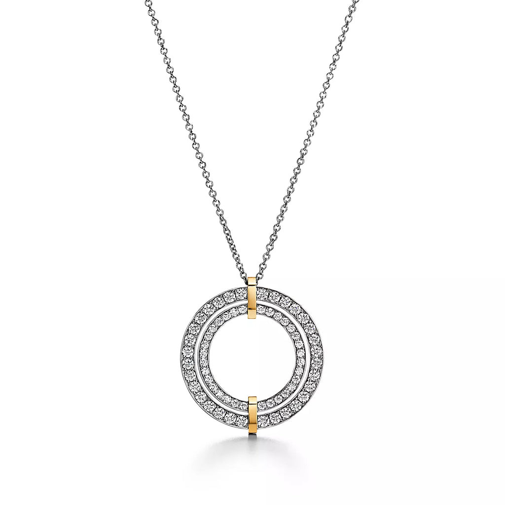 18K Tiffany & Co. Edge Circle Diamond Pendant Necklace